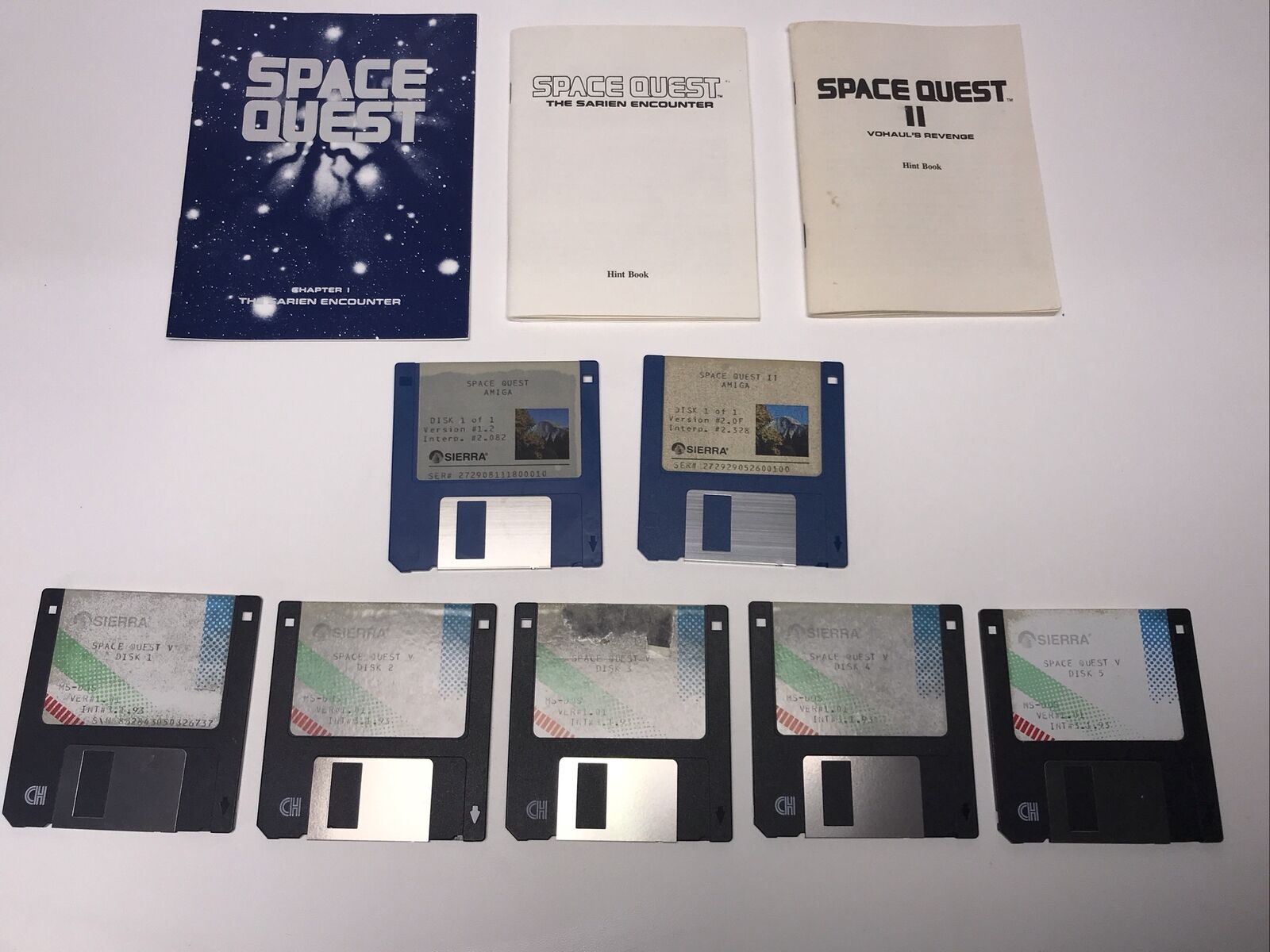 Commodore Amiga Space Quest Lot - Used. Untested. One, Two, Five