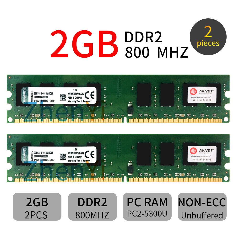 Original Kingston 8GB 4GB 2G Desktop Memory DDR2 800Mhz PC2-6400 240pin DIMM RAM
