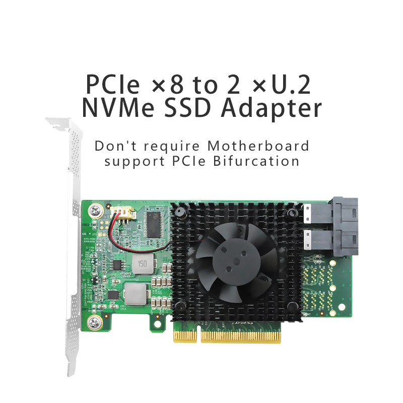 PCI Express 3.0 x8 to 2 x U.2 (SFF-8643) NVMe Switch Card
