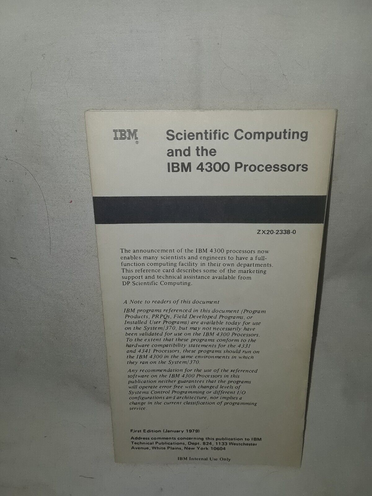 Vintage IBM Scientific Computing and the IBM 4300 Processors ZX20-2338-0