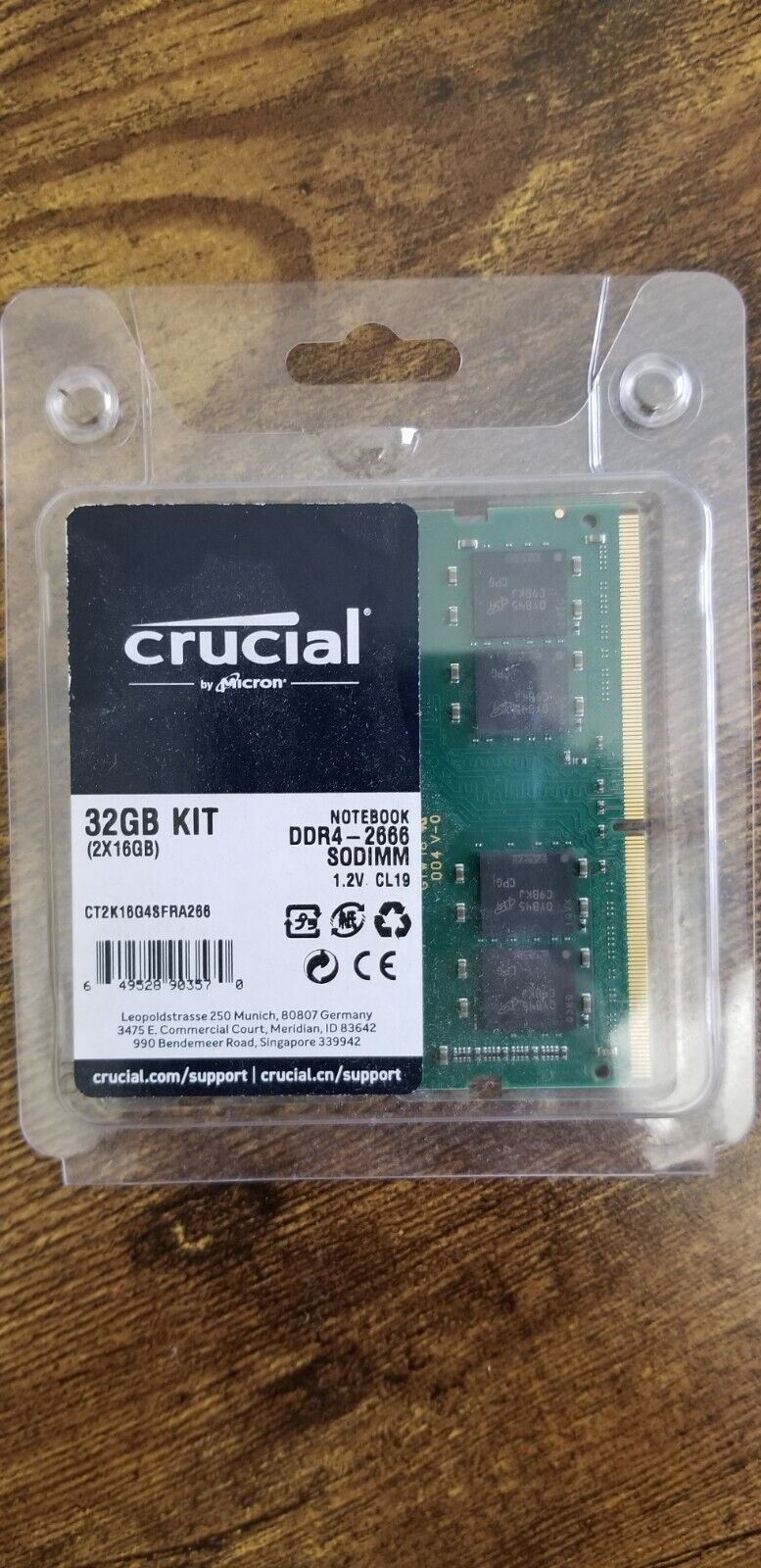 Crucial CT2K16G4SFRA266 32GB (16GBx2) PC4-21300 DDR4-2666 SODIMM Laptop Memory