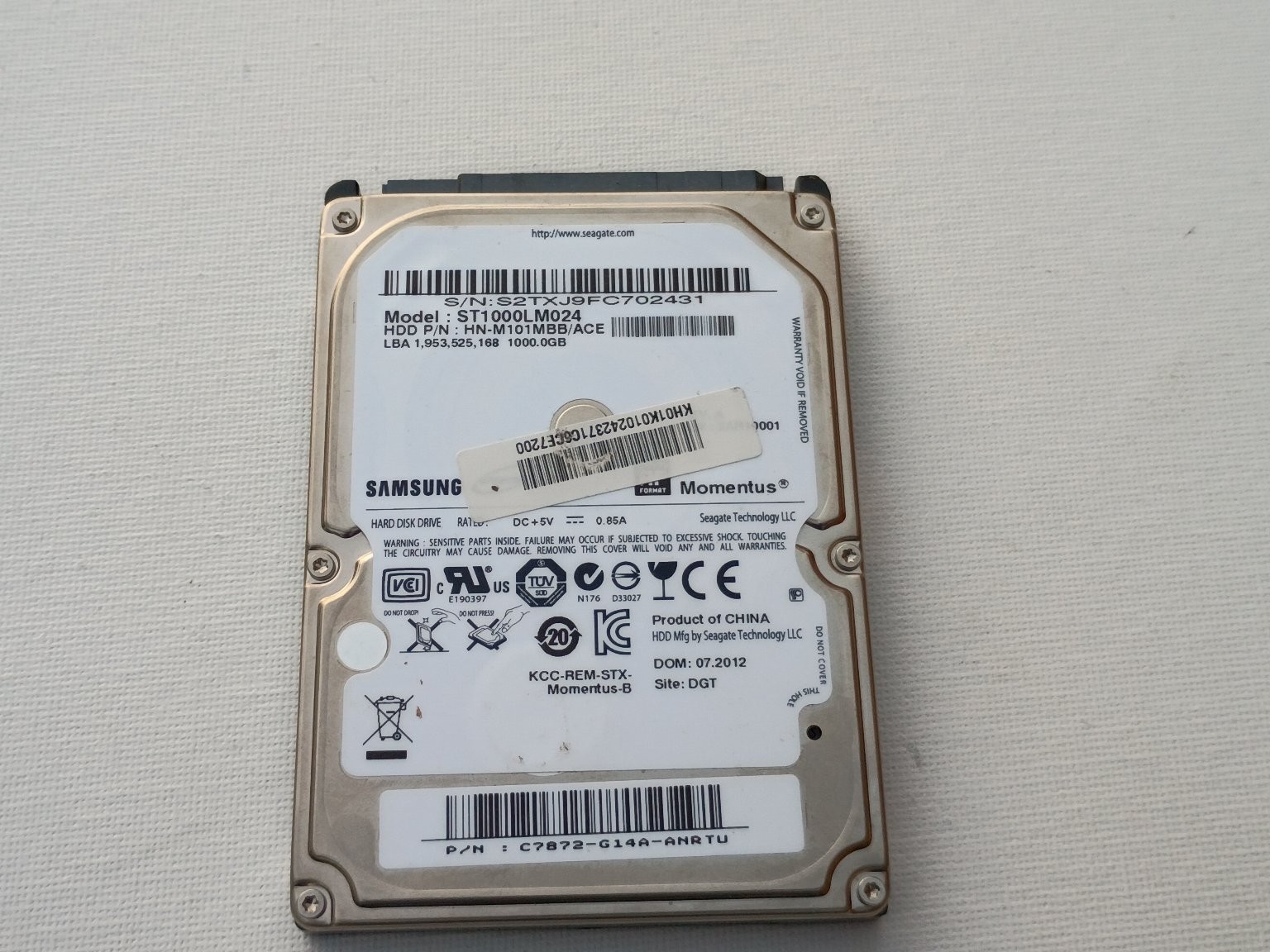 Seagate Samsung Momentus ST1000LM024 1TB 2.5 Seagate Samsung Momentus ST1000LM024 1TB 2.5