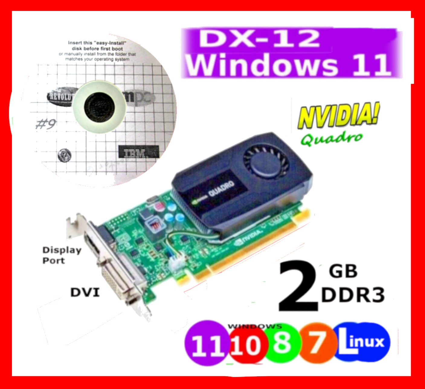 LOW PROFILE Windows 11 Video Card. PCI-E 16x. Dell 780 790 3010up Dimension READ