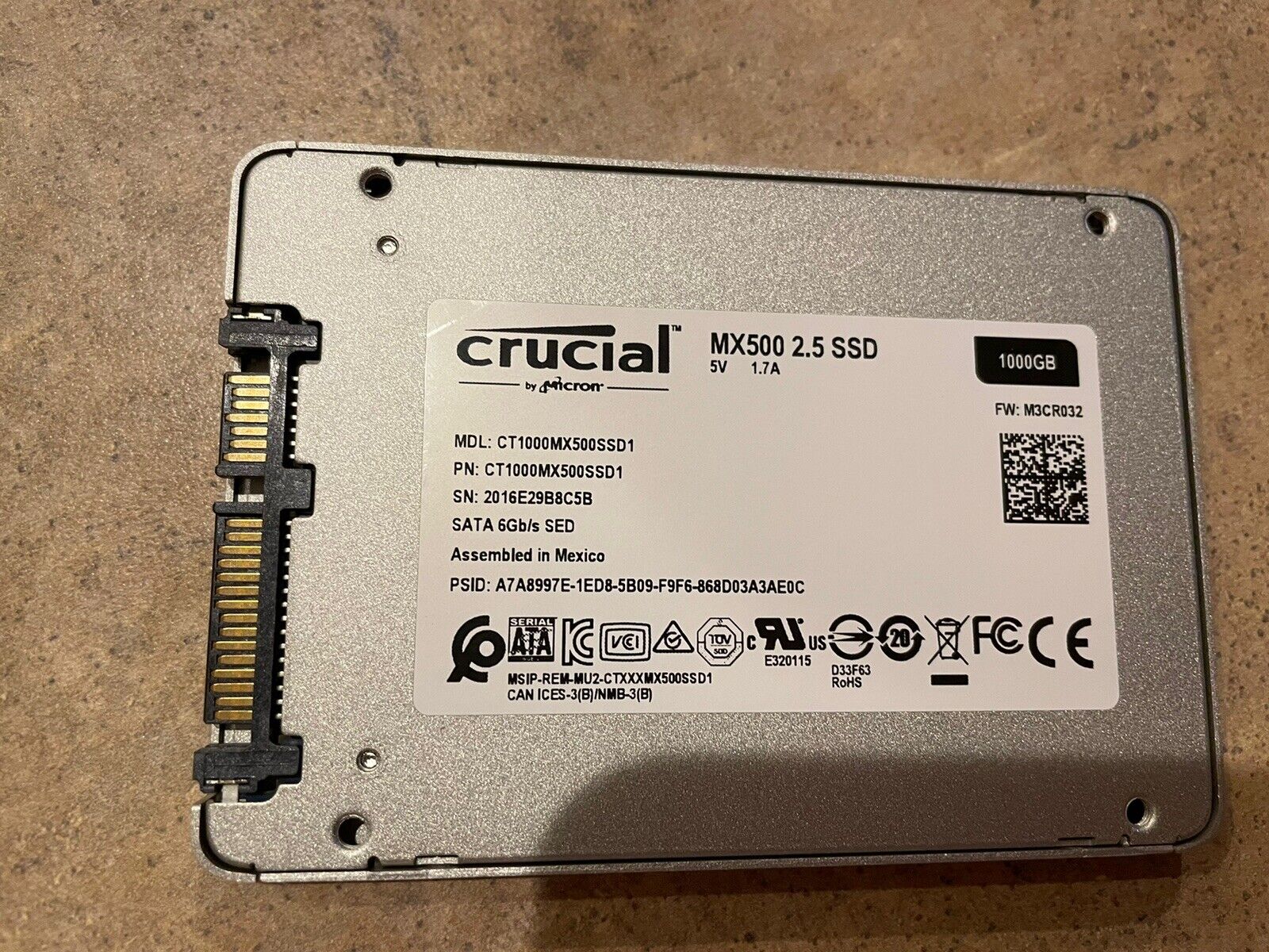 Crucial MX500 SSD 1TB SATA III 6Gb/s 2.5