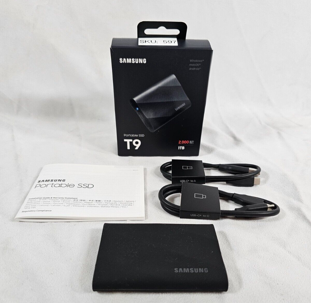 SAMSUNG T9 Portable SSD 1TB, USB 3.2 Gen 2x2 External Solid State Drive 2000MB/s