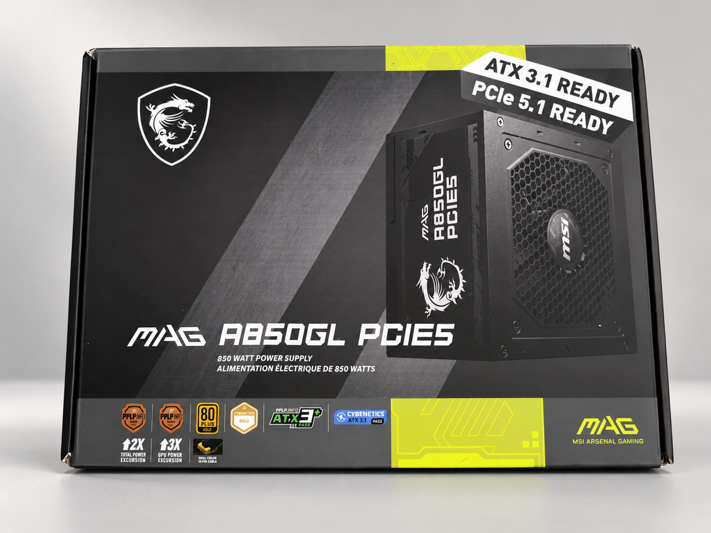 MSI MAG A850GL PCIE5 850W 80+ Gold Fully Modular Gaming PC Power Supply w/Cables MSI MAG A850GL PCIE5 850W 80+ Gold Fully Modular Gaming PC Power Supply w/Cables
