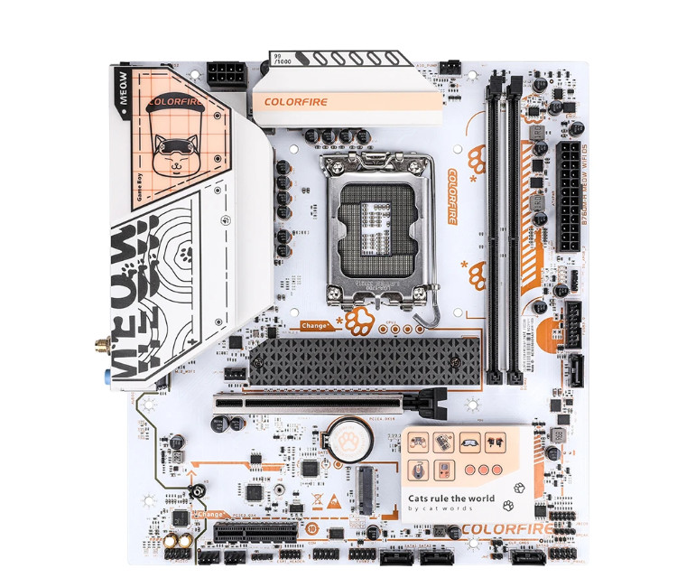 COLORFIRE B760M-A MEOW WIFI D5 Orange Shadow cat M-ATX motherboards/// COLORFIRE B760M-A MEOW WIFI D5 Orange Shadow cat M-ATX motherboards///