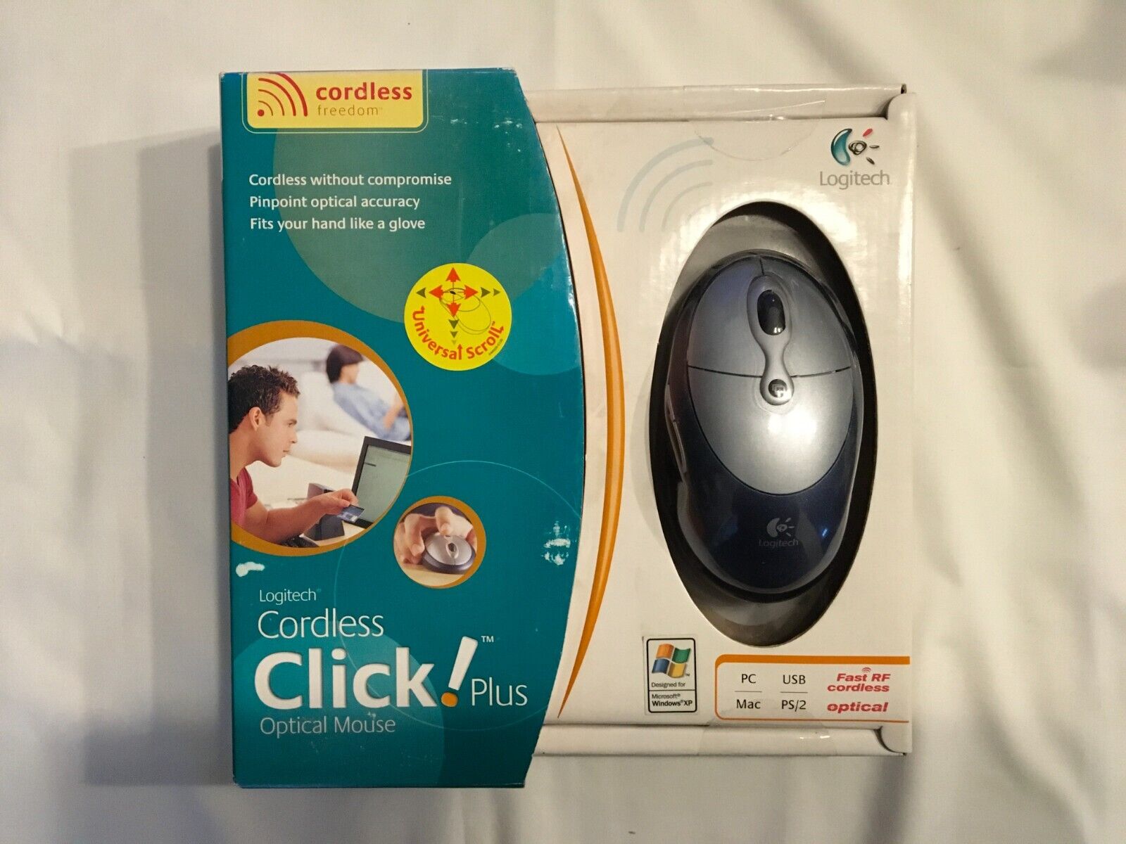 Vintage Logitech Cordless Click Plus Optical Mouse 931172-0403 - (New)