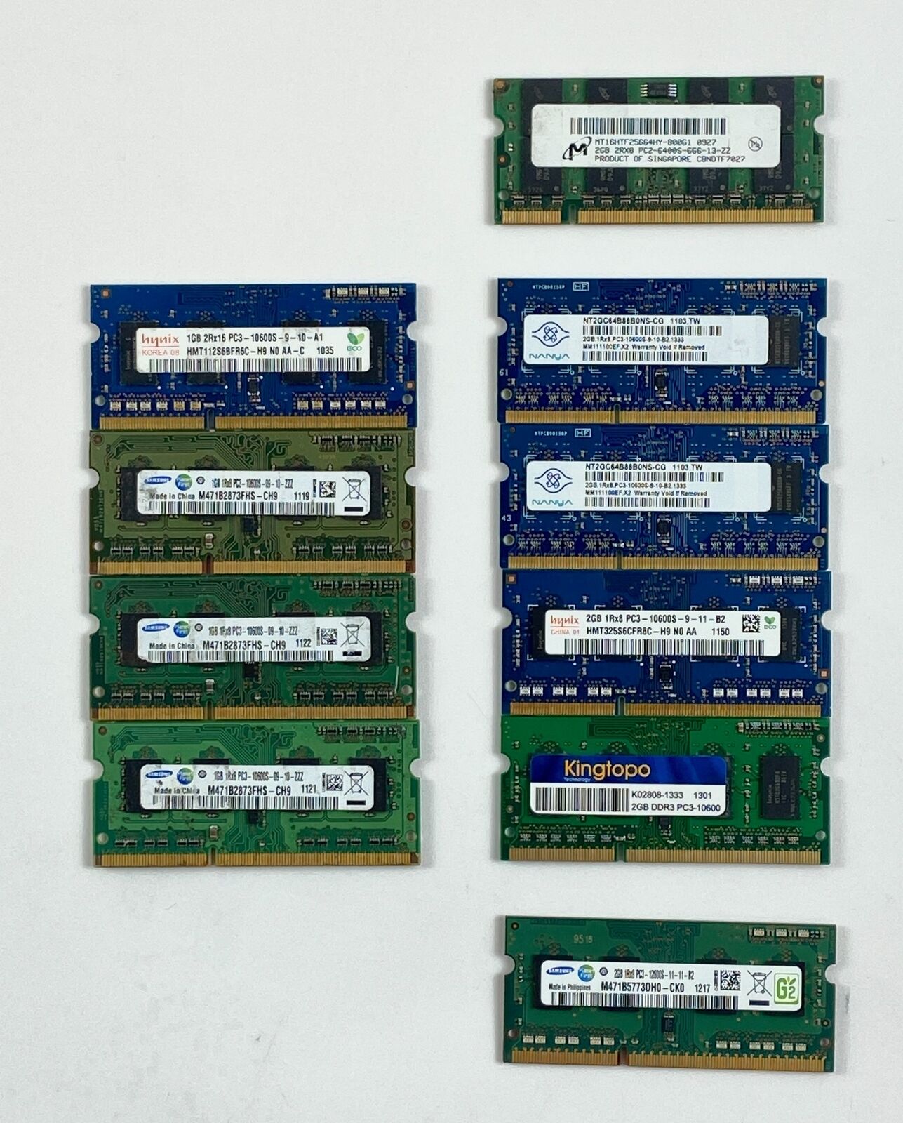 Samsung/ Hynix/ Kingtopo/ Nanya Memory for Laptop 1GB/ 2GB Lot of 10