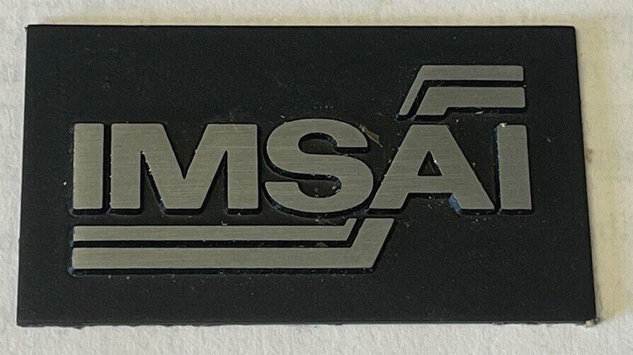 NOS Super Rare IMSAI Metal Name Plate Emblem Badge, Vintage Computer, 1 1/8 x 2”