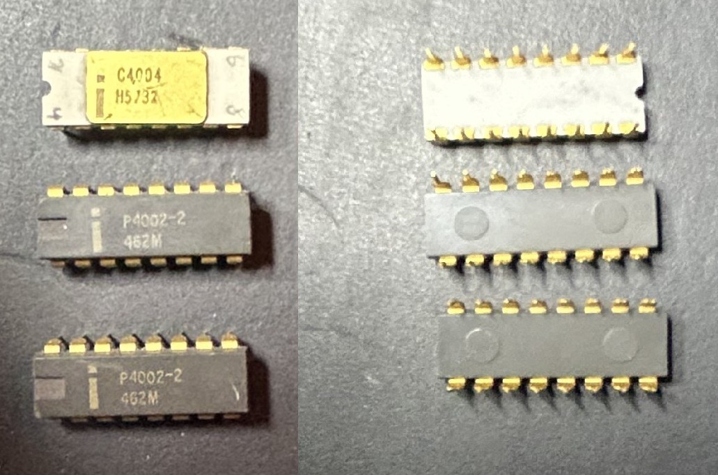 Intel C4004 Vintage Gold Ceramic original CPU 1971. + P4002 Intel C4004 Vintage Gold Ceramic original CPU 1971. + P4002