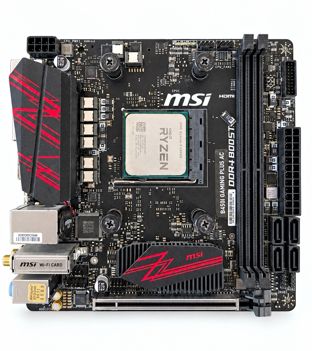 MSI B450I GAMING PLUS AC Mini-ITX AM4 Motherboard + Ryzen 5 2700x