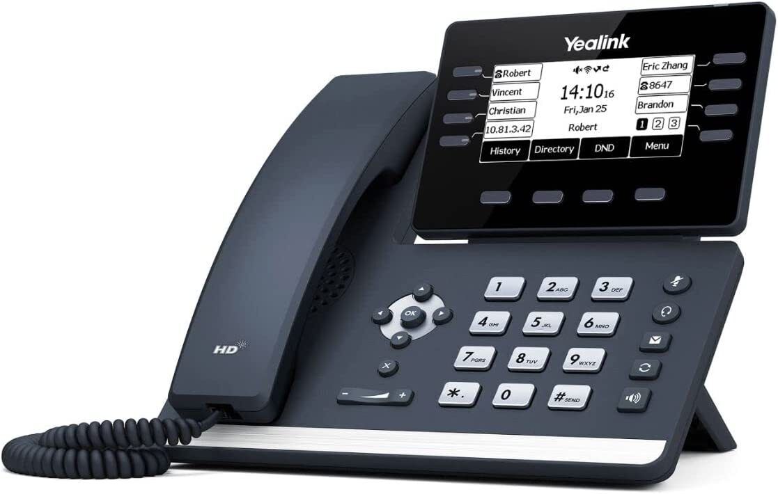 Yealink T53W IP Phone, 12 VoIP Accounts. 3.7-Inch Display w/o Adapter - Black
