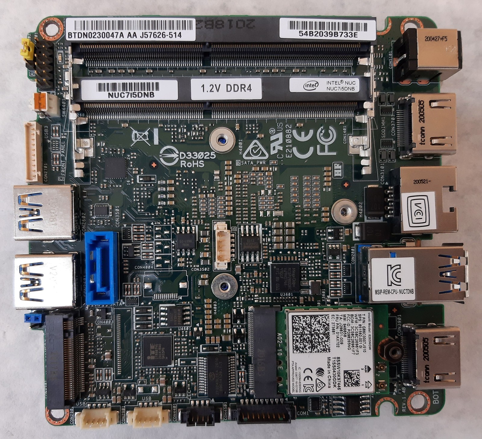 Intel NUC7i5DNB Motherboard w/ 8265NGW P/N J57626-514 Intel NUC7i5DNB Motherboard w/ 8265NGW P/N J57626-514