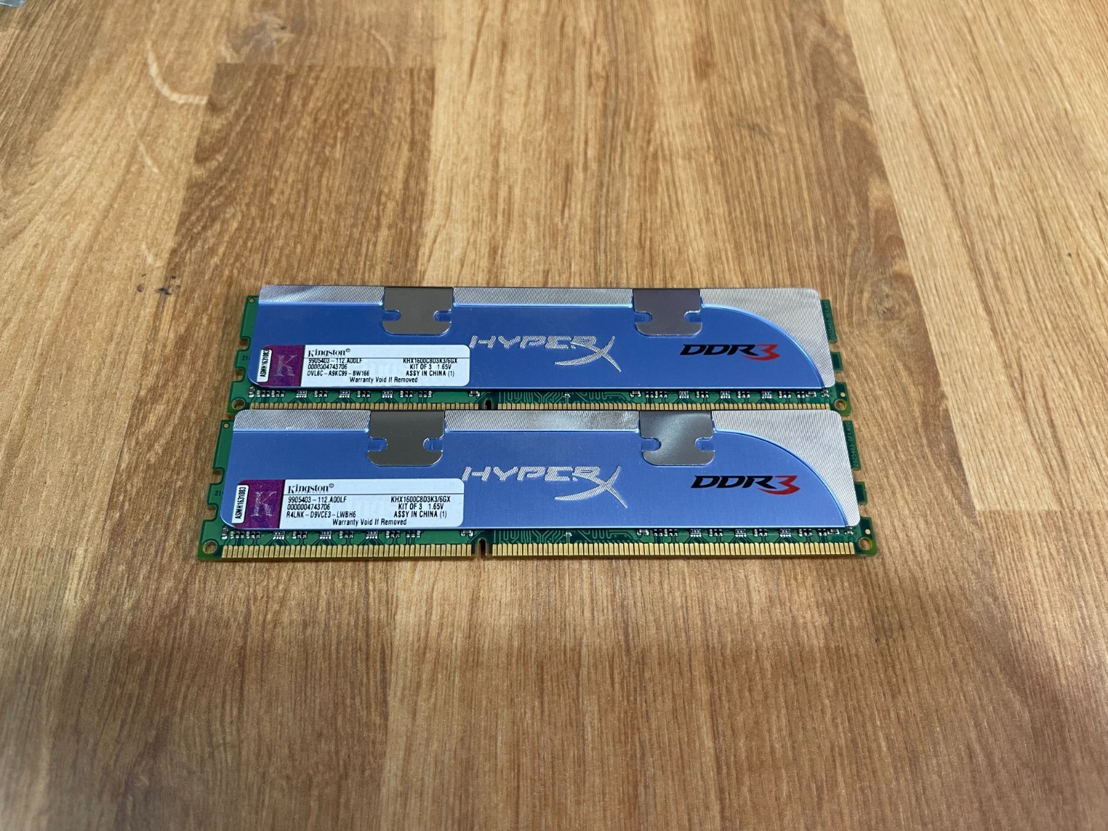 KHX1600C8D3K2/4GX Kingston 6GB lot (2 X 2GB) PC3-12800 DDR3