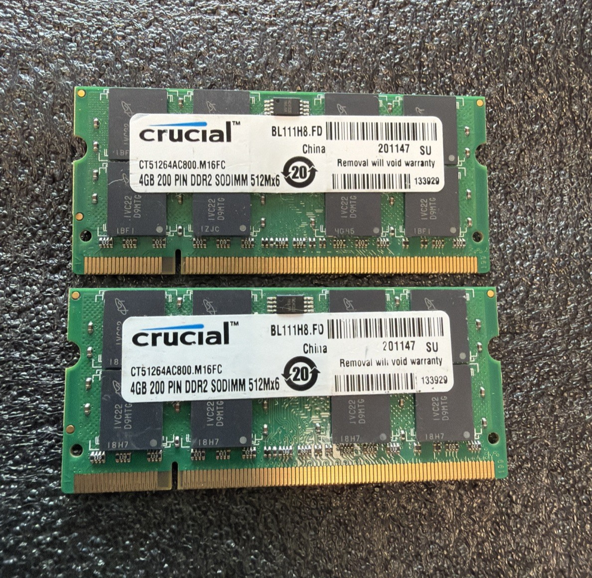 Crucial Micron 8GB KIT (2 X 4GB) DDR2 800Mhz SODIMM PC2-6400 Memory Ram *TESTED* Crucial Micron 8GB KIT (2 X 4GB) DDR2 800Mhz SODIMM PC2-6400 Memory Ram *TESTED*