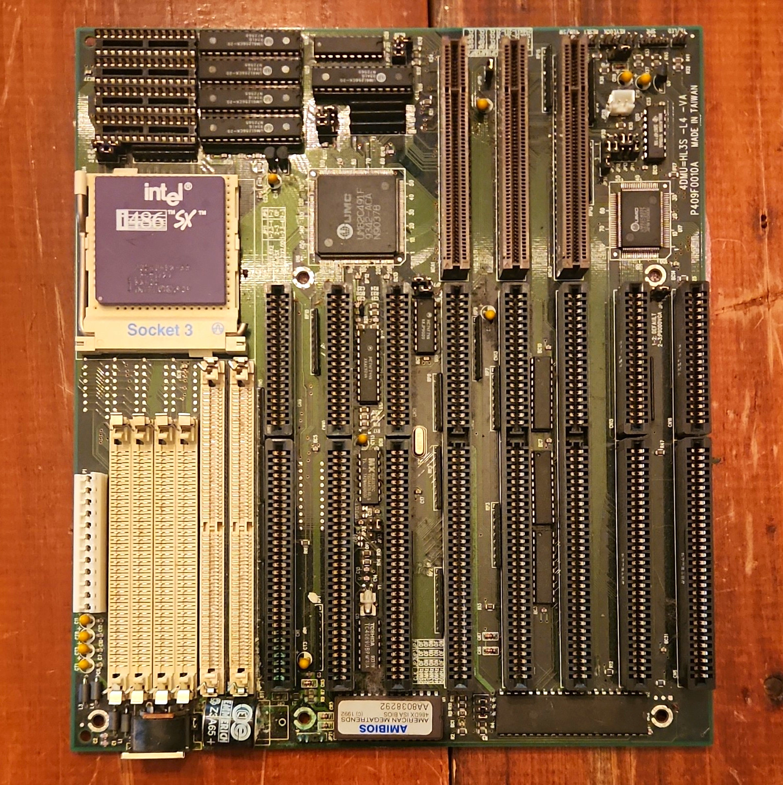 Socket 3 AT 486 Motherboard Intel i486 SX ISA IDE FPM DRAM 8 RAM 4DMU with CPU