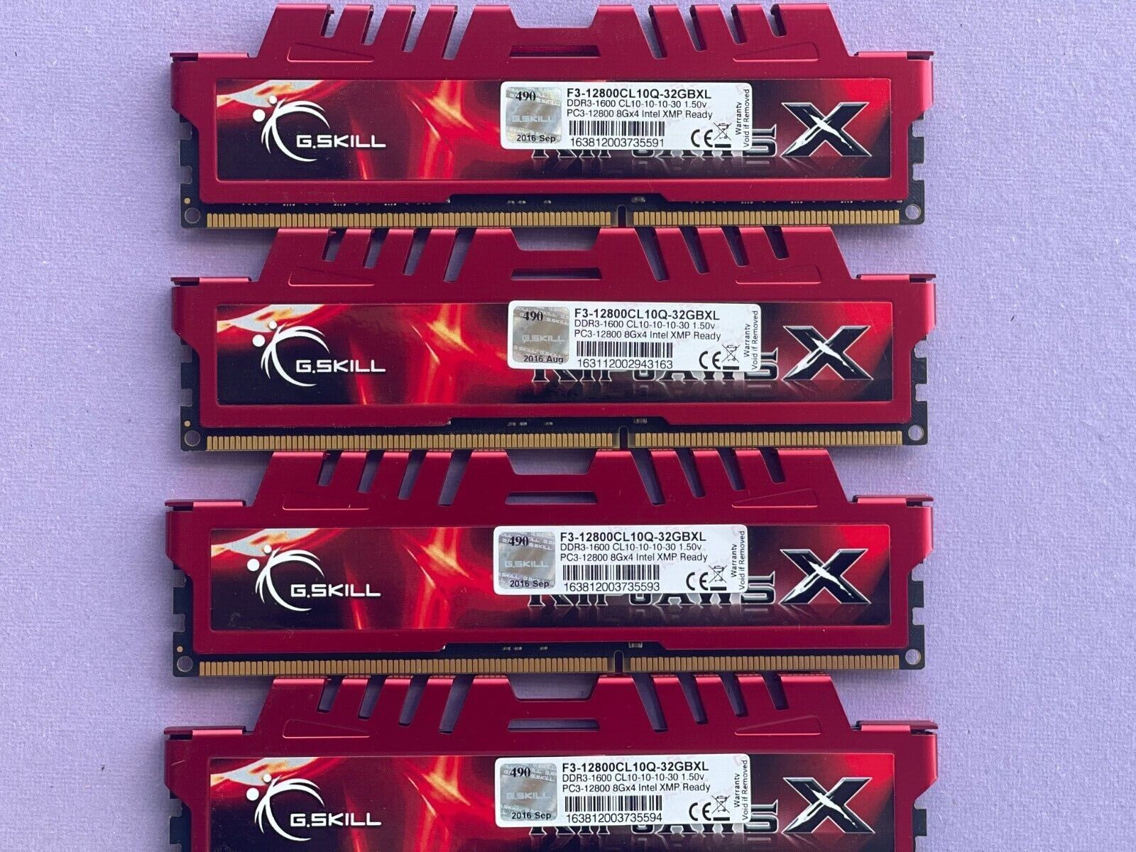 32GB (4X8GB) DDR3 PC3-12800 1600 NON ECC LOW DENSITY MEMORY F3-12800CL10Q-32GBXL