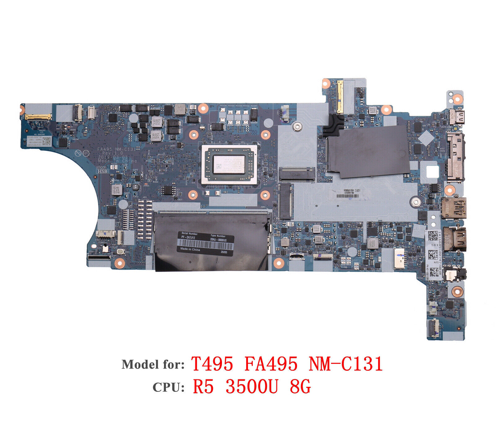 02DM035 For Lenovo ThinkPad T495 FA495 Laptop Motherboard NM-C131 rz5-3500U 8G