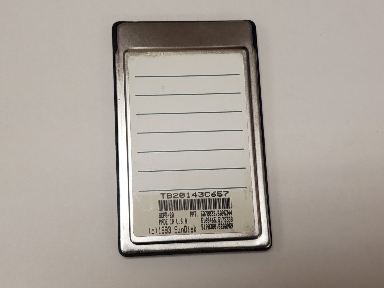 Vintage Rare HP 20MB FLASHDISK Memory PC Card PCMCIA SDP5-20