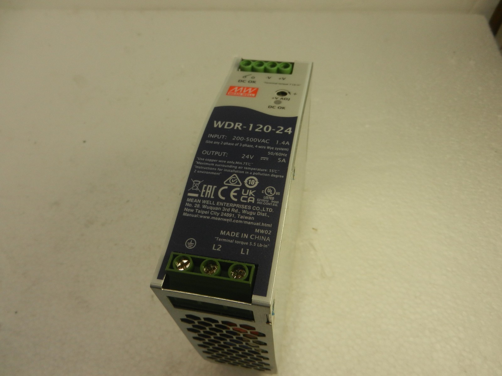 MW Mean Well WDR-120-24 Din Rail 24V 5A Industrial Power Supply MW Mean Well WDR-120-24 Din Rail 24V 5A Industrial Power Supply