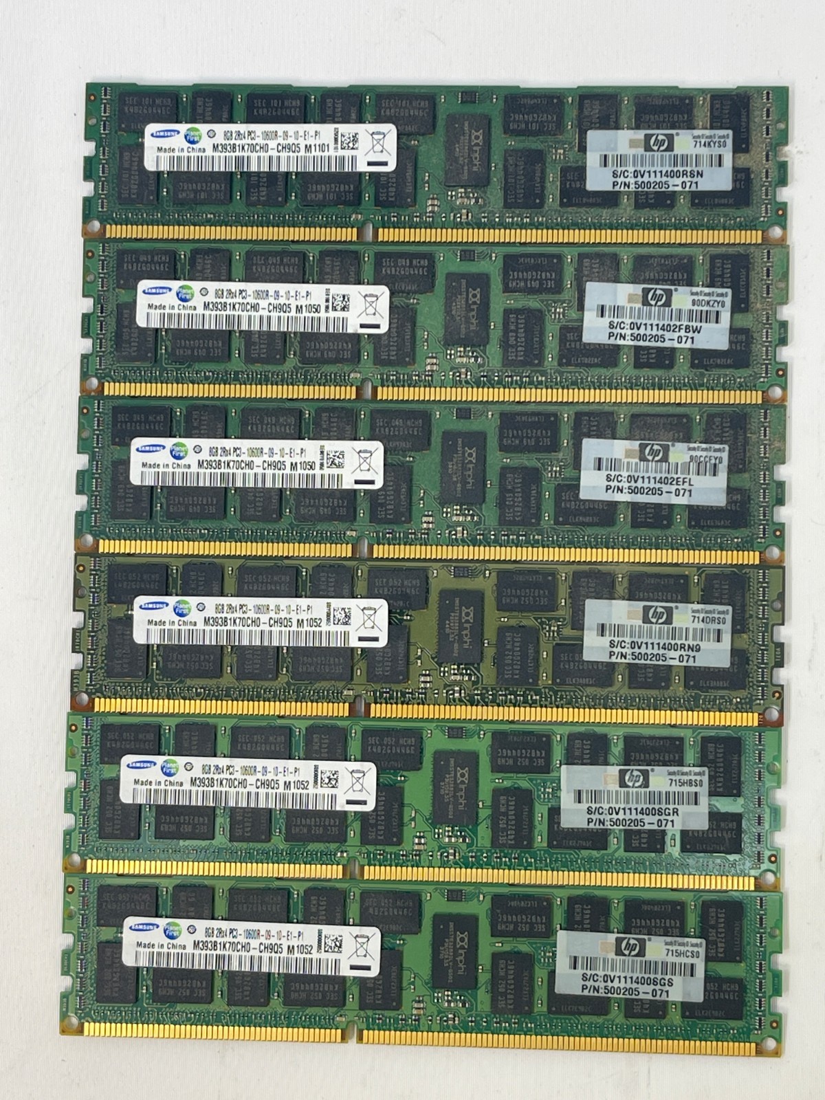 HP 500205071 6 x 8GB 2Rx4 DDR31333 PC310600R 15V ECC RDIMM SAMSUNG 48GB G2U HP 500205071 6 x 8GB 2Rx4 DDR31333 PC310600R 15V ECC RDIMM SAMSUNG 48GB G2U