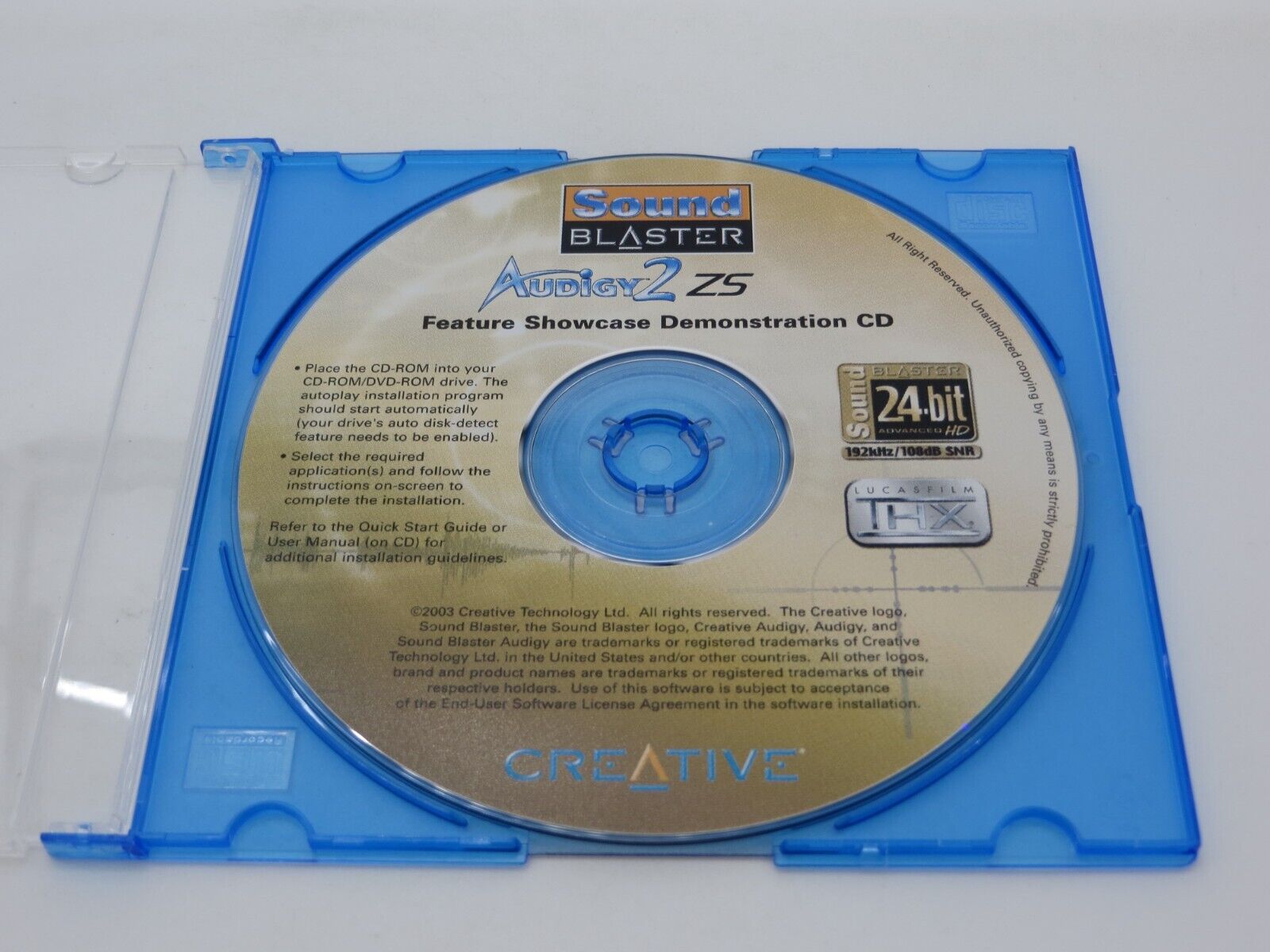 Creative Sound Blaster Audigy 2 Z5 Feature Showcase Demonstration CD disc disk