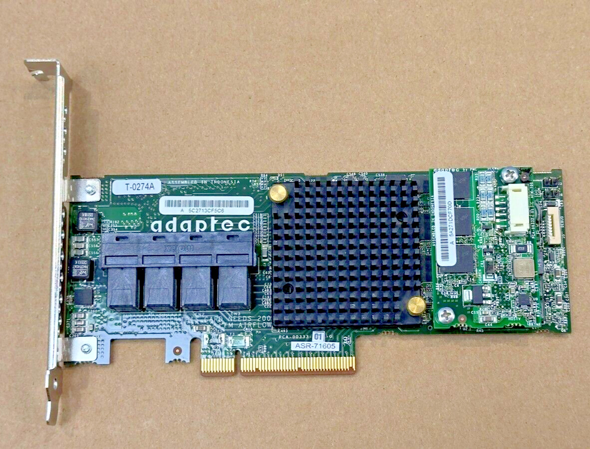 Adaptec ASR-71605 16-Port 6Gb/s 1GB SAS SATA PCIe RAID Controller w Full Height Adaptec ASR-71605 16-Port 6Gb/s 1GB SAS SATA PCIe RAID Controller w Full Height