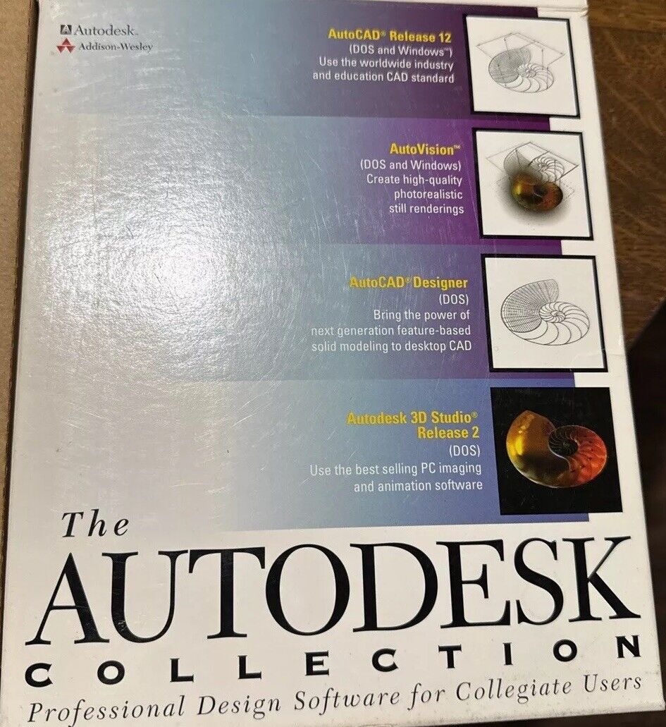 Vintage Addison-Wesley Autodesk Collection PC CD Autocad R12 12 AutoVision etc