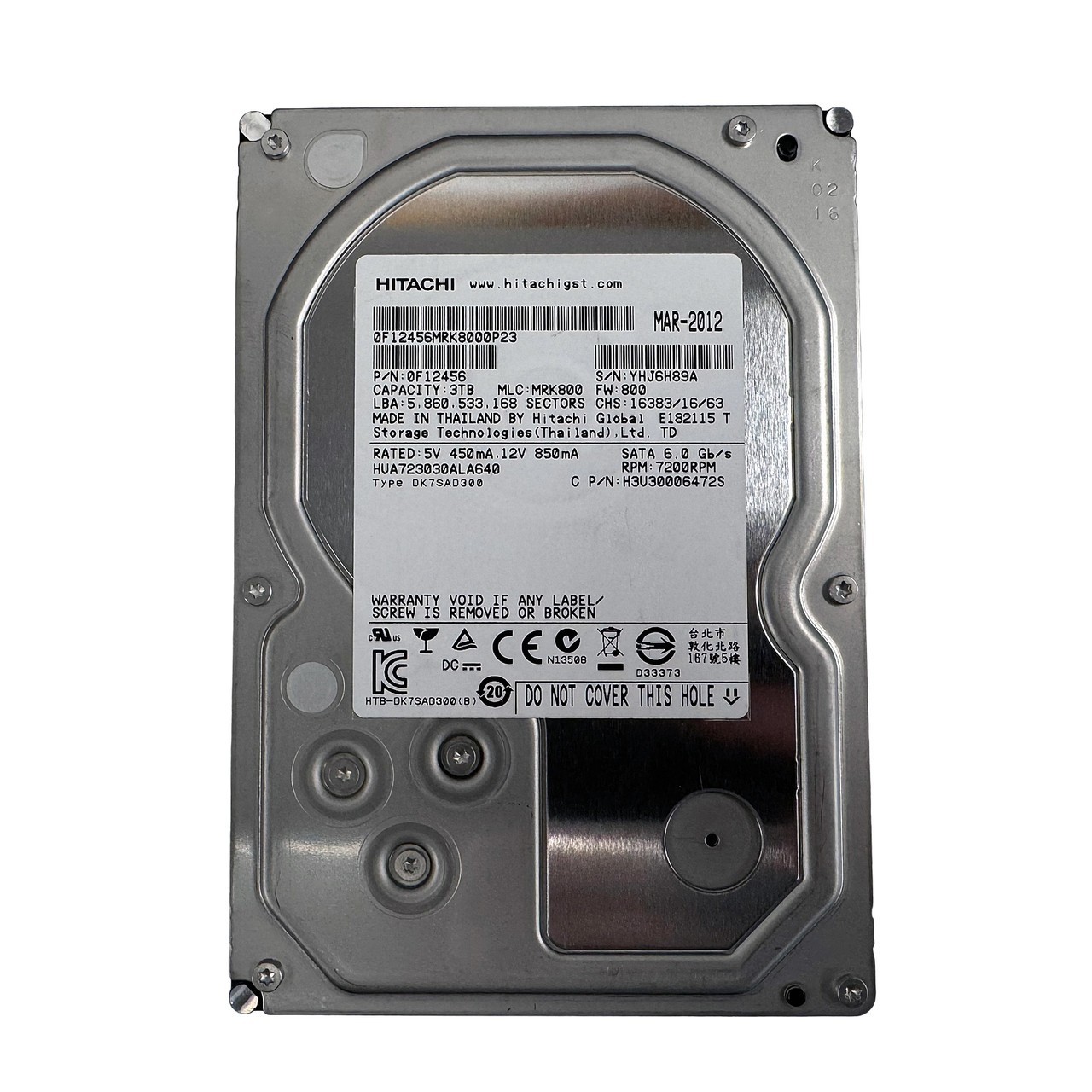HITACHI HUA723030ALA640 3TB 7.2K 3G SATA 3.5 HITACHI HUA723030ALA640 3TB 7.2K 3G SATA 3.5