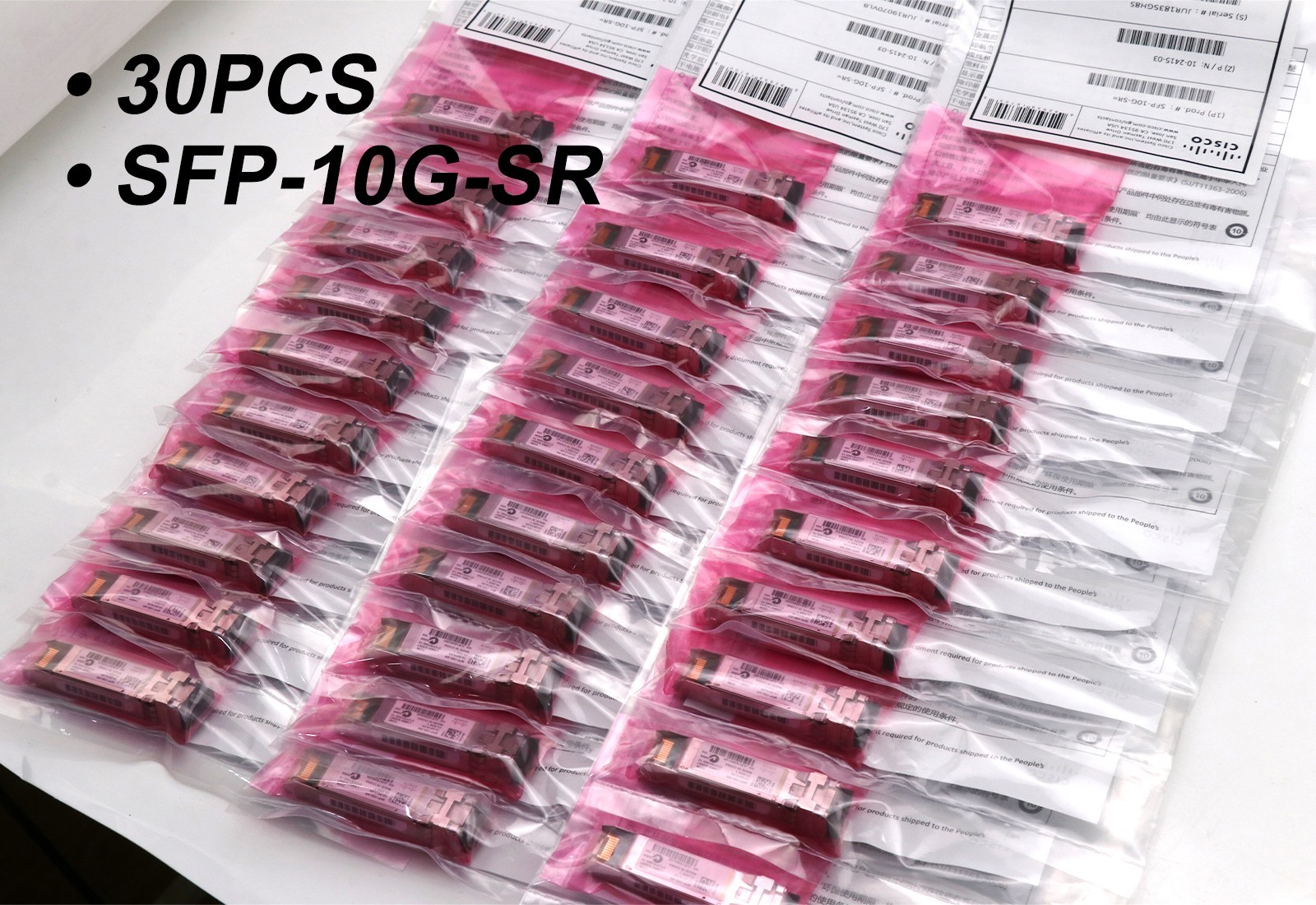 30PCS Sealed Cisco SFP-10G-SR 10GBASE-SR SFP+ Transceiver Module MMF 850nm 300m 30PCS Sealed Cisco SFP-10G-SR 10GBASE-SR SFP+ Transceiver Module MMF 850nm 300m
