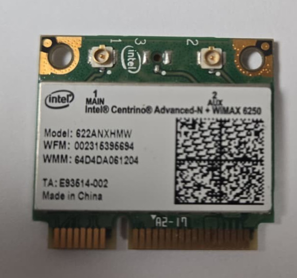 622ANXHMW Intel Centrino Advanced N+ WiMAX 6250 Half Mini PCI-E WiFi Card 622ANXHMW Intel Centrino Advanced N+ WiMAX 6250 Half Mini PCI-E WiFi Card