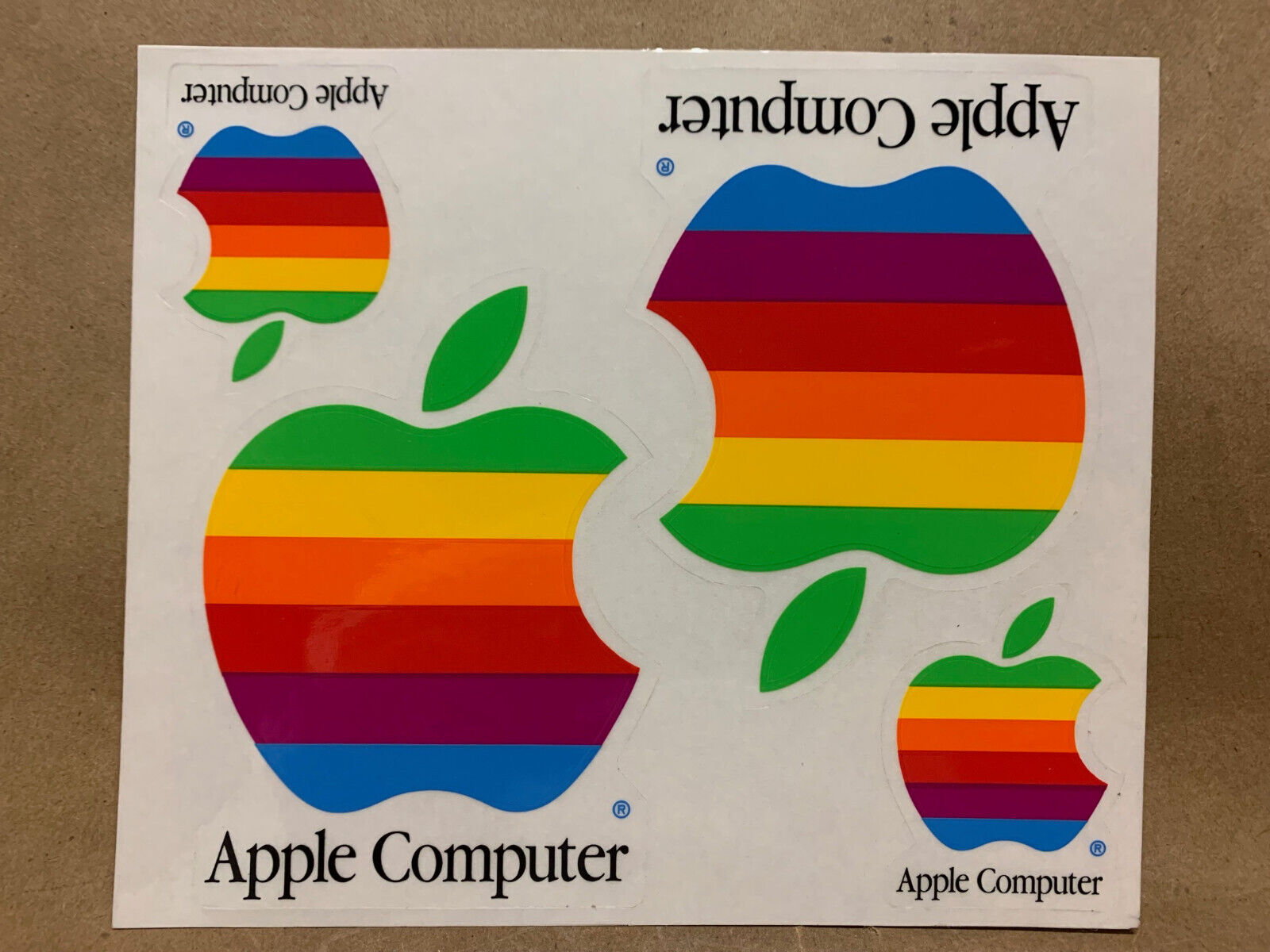 Vintage Apple Computer Stickers 1990 Rainbow Apple Decals Sheet Never Peeled NEW