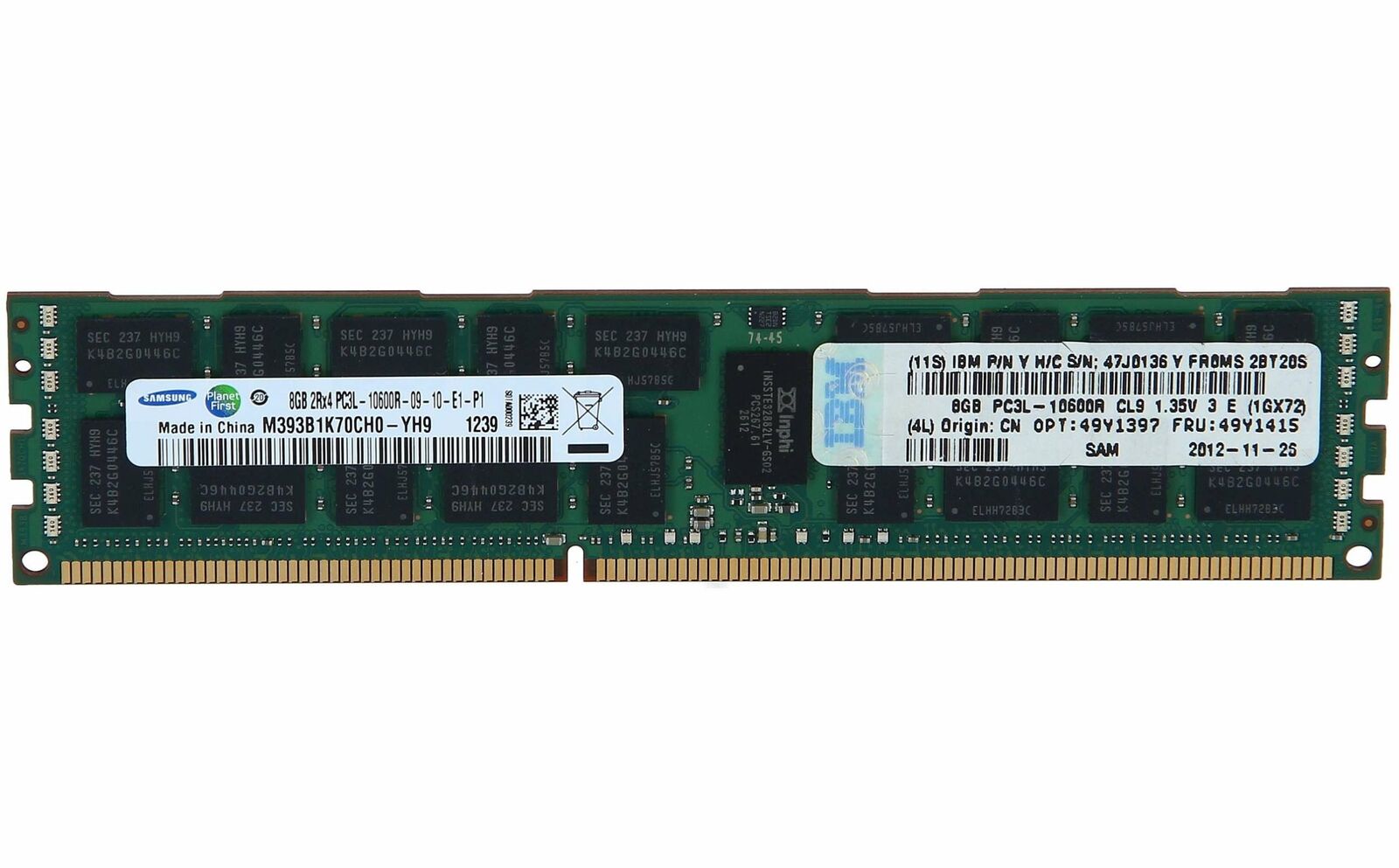 49Y1397 IBM 8GB PC3-10600 DDR3-1333MHz ECC DIMM Memory Module 49Y1415 47J0136