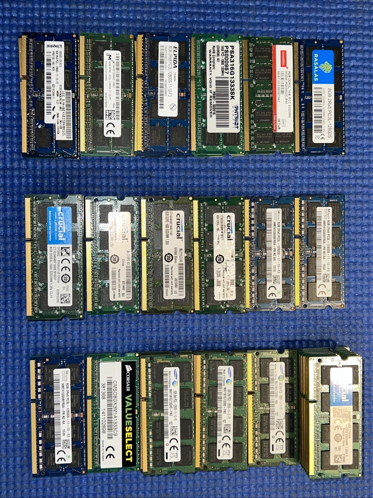 Lot of 43 8GB 2Rx8 PC3L-12800S DDR3 1600 Laptop Memory RAM Mixed Brand Lot of 43 8GB 2Rx8 PC3L-12800S DDR3 1600 Laptop Memory RAM Mixed Brand