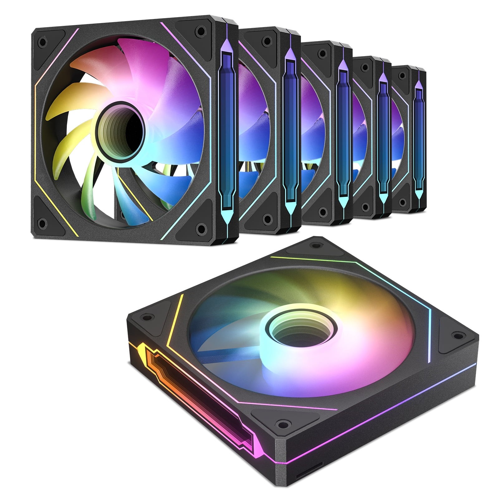 6-Pack 120mm Infinite Mirror Design Case PWM Control & ARGB Fans 6-Pack 120mm Infinite Mirror Design Case PWM Control & ARGB Fans