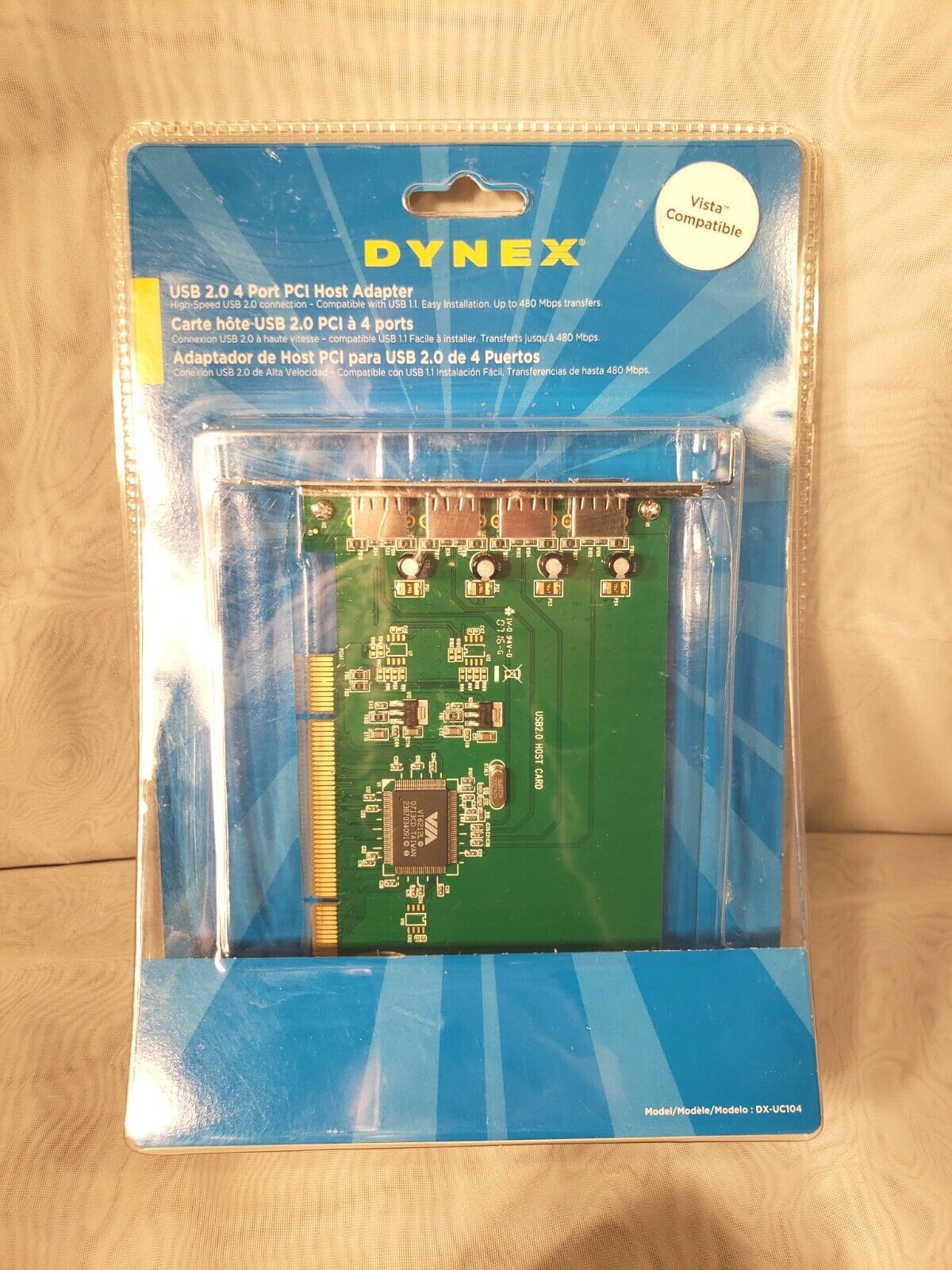 NEW DYNEX Multi x4 Port USB Hub PCI Host Adapter Model DX-UC104 Vista Compatible