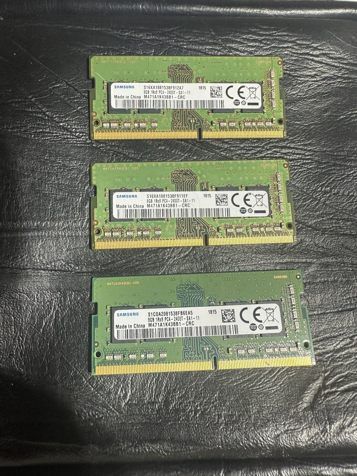 Lot of 3 Samsung 8GB DDR4 SO-DIMM Laptop RAM 260-Pin PC4-2400T M471A1K43BB1-CRC