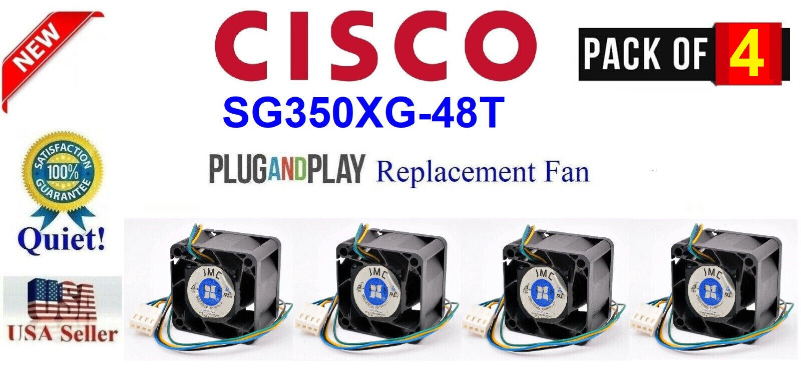 Pack of 4x Quiet version Fans Cisco SG350XG-48T Low Noise Best Home Office