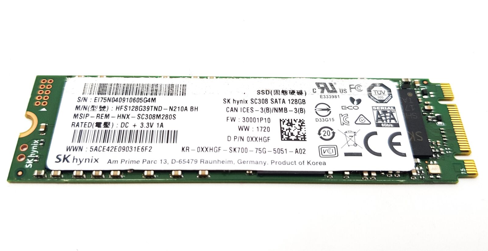 Sk Hynix SC308 SATA 128GB HFS128G39TND-N210A M.2 SSD Solid State Drive 0XXHGF