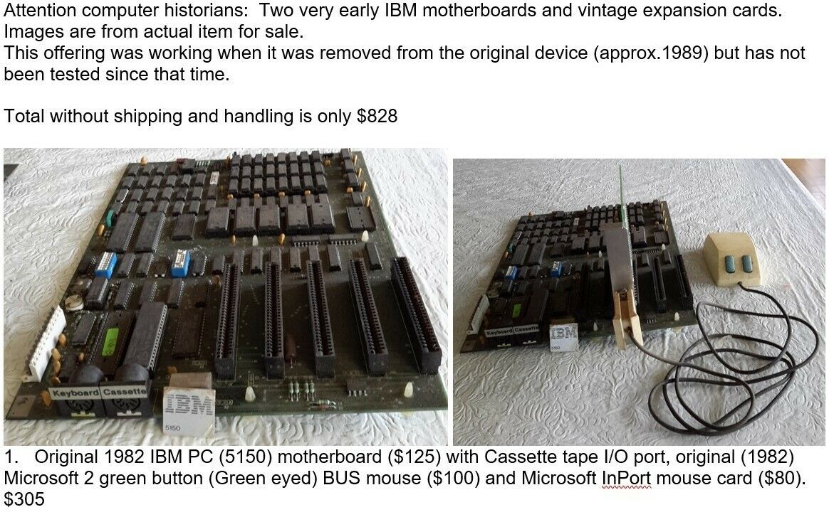 IBM vintage working motherboards and expansion cards 
