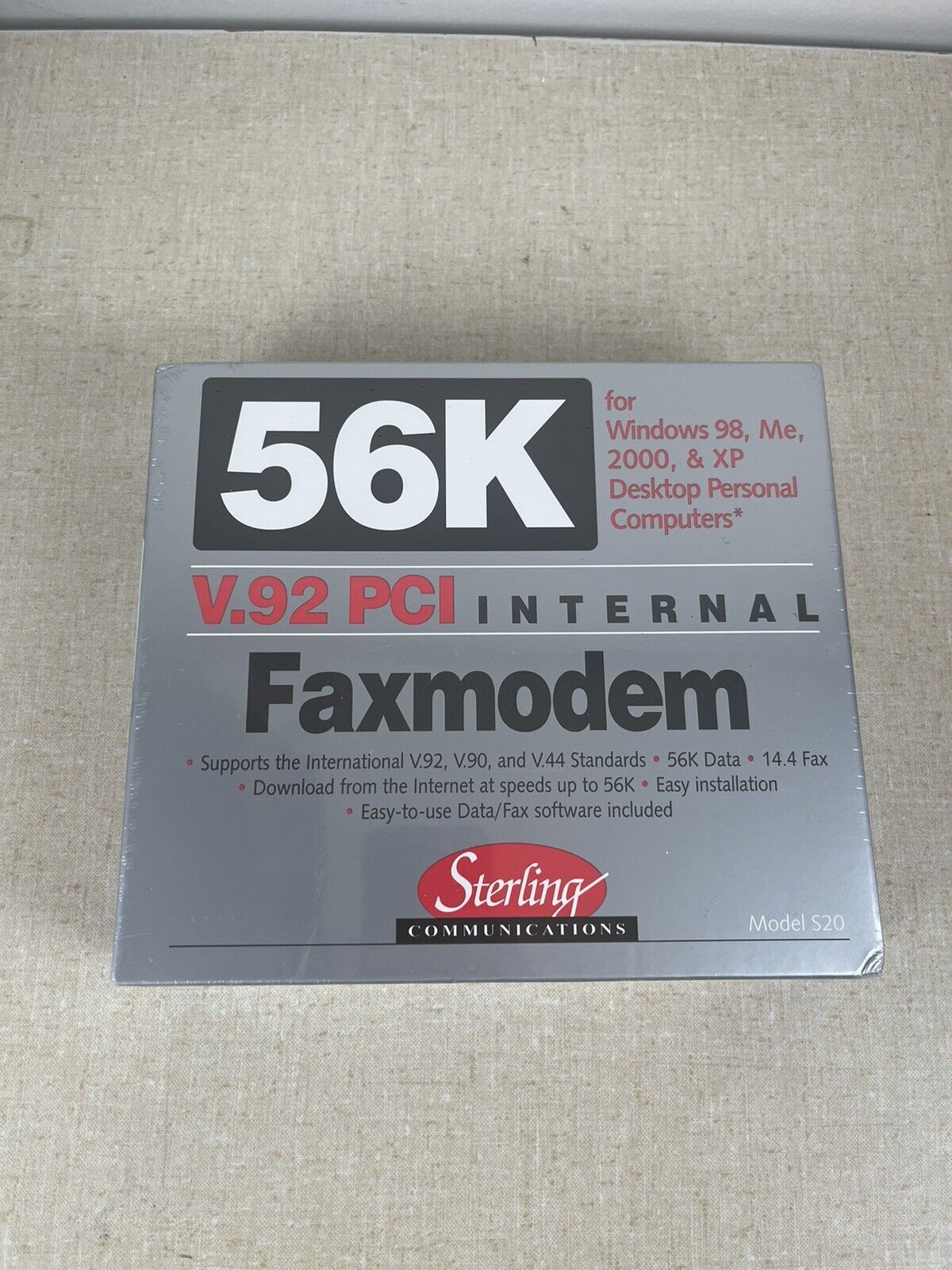 56k V.92 PCI INTERNAL FAX MODEM / Sterling communications/ Model S20 / NOS