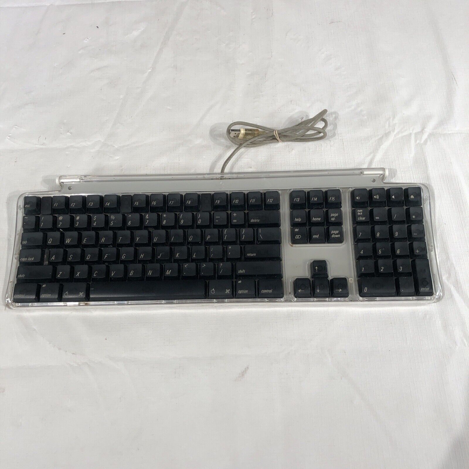 Vintage Apple M7803 Pro USB Wired Keyboard Clear Black 2000