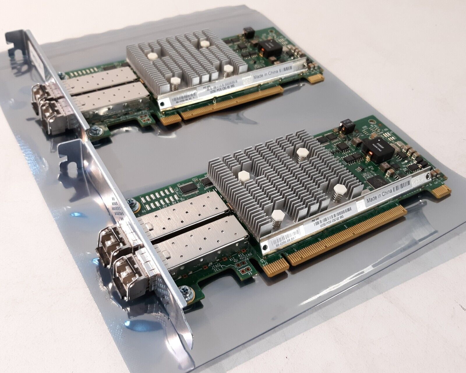 Pair of Cisco UCS Interface Card USC-PCIE-CSC-02 V03 Full Height w/ 2x SFP+ 10G