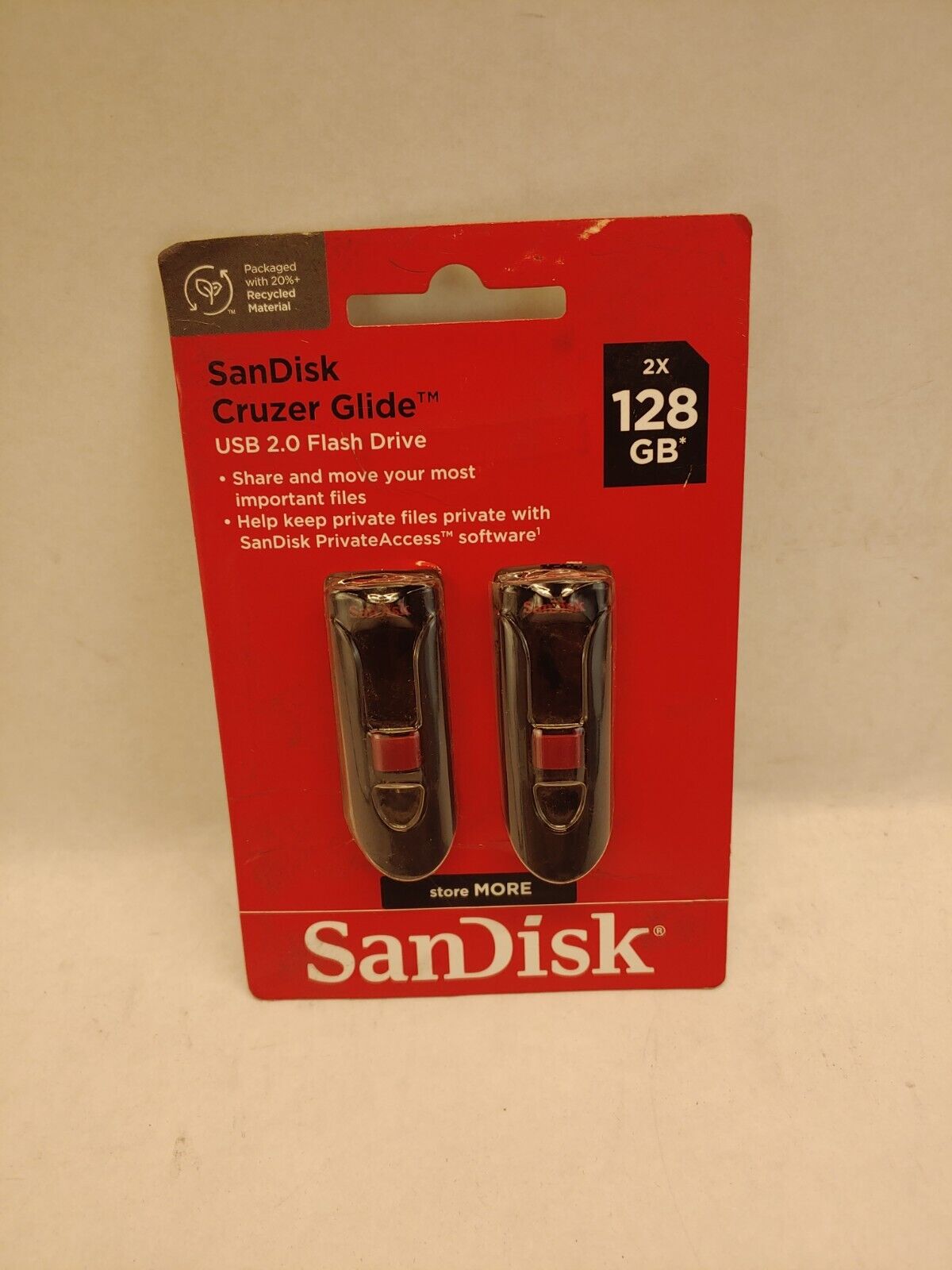 2-Pack SanDisk Cruzer Glide 128GB Flash Drive USB 2.0 Stick, Brand New
