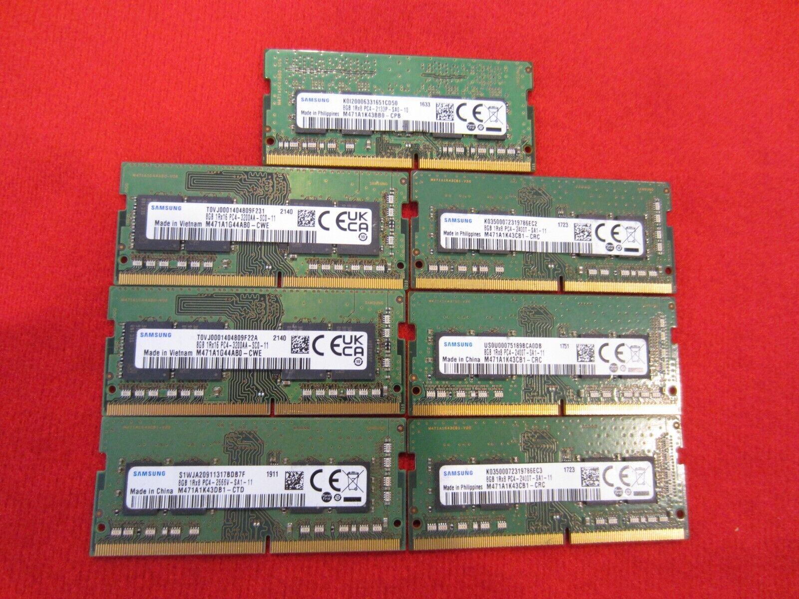 Lot of 14pcs Samsung,Micron 8GB DDR4-2133P/2400T/2666V /3200AA Sodimm Memory