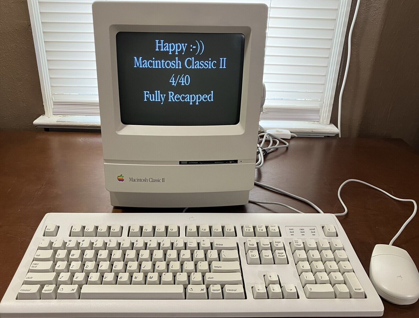 RECAPPED MACINTOSH CLASSIC II VINTAGE MAC APPLE COMPUTER COMPLETE KEYBOARD MOUSE
