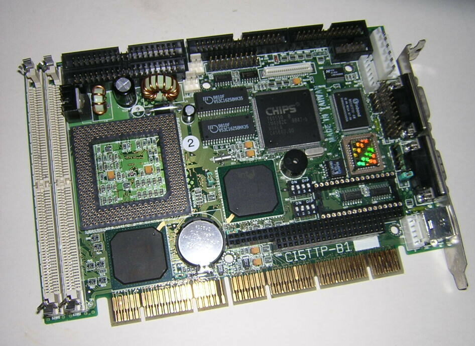 Vintage CI5TTP-B1 Half-Size Socket 7 Pentium Industrial PCISA Card +Cable