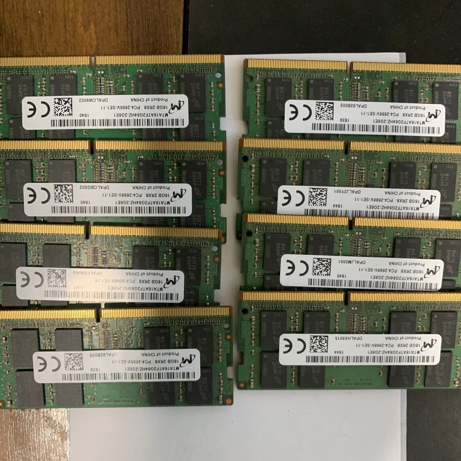 Lot Of 8 16GB Micron 2Rx8 DDR4 Laptop Memory Ram PC4-2666V