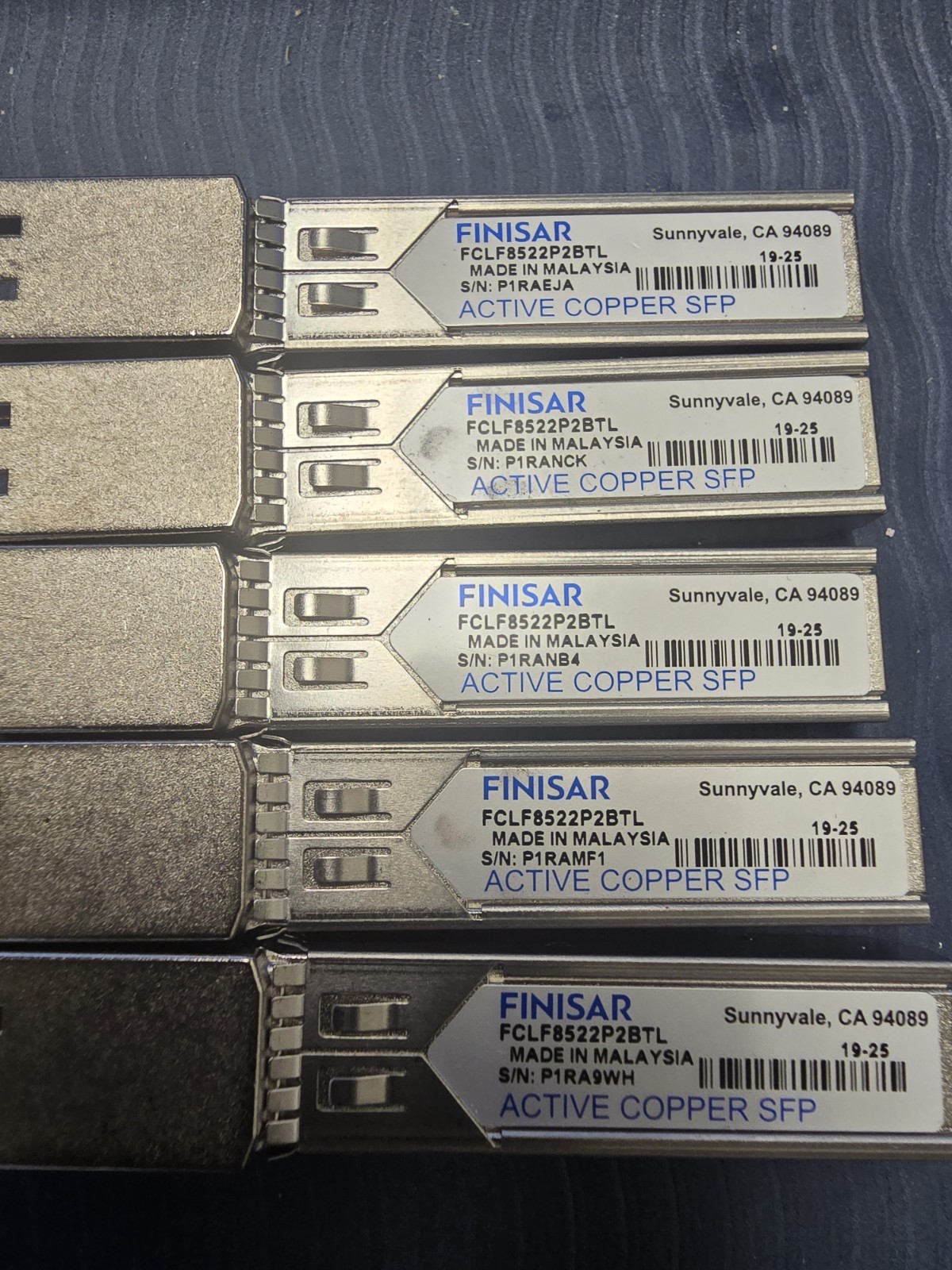 Lot of 5 FINISAR FCLF8522P2BTL SFP-1G-T 1000BASE-T SFP Copper RJ-45 Transceiver Lot of 5 FINISAR FCLF8522P2BTL SFP-1G-T 1000BASE-T SFP Copper RJ-45 Transceiver